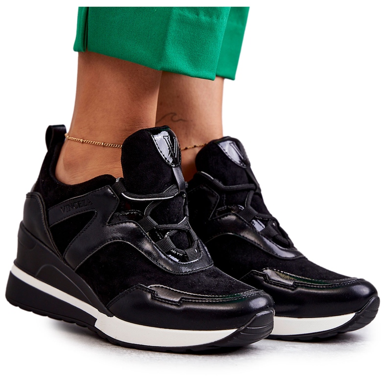 Vinceza Damen Sportschuhe Sneakers Schwarz Colli