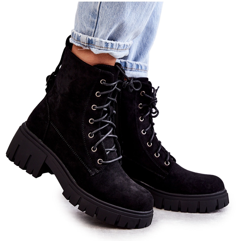 PG1 Warme Damenstiefel aus Wildleder mit Reißverschluss Schwarz Emilien