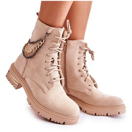 PS1 Wildleder warme Stiefel mit einer Kette Beige Sorita