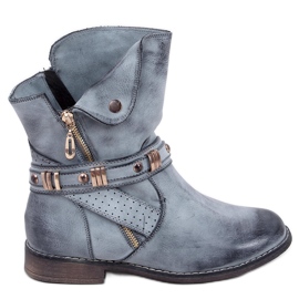 Yidu Blue Damenstiefel blau