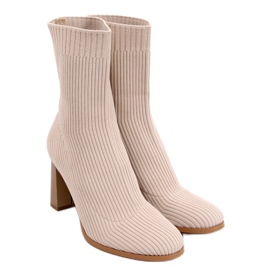 Sock Boots mit hohem Absatz von Hermine Taupe beige