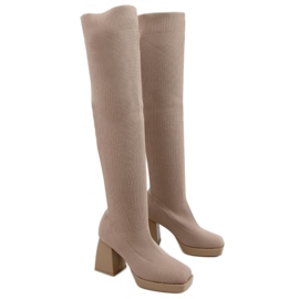 Hochhackige Stiefel von Hilary Khaki beige
