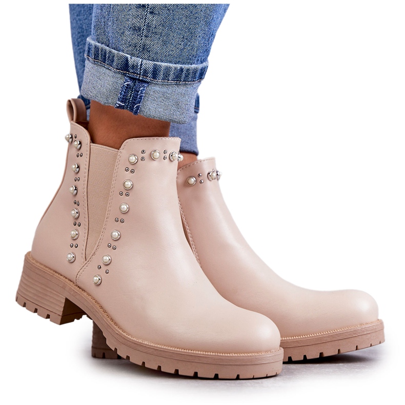PG1 Lederstiefel Workery Beige Ferra