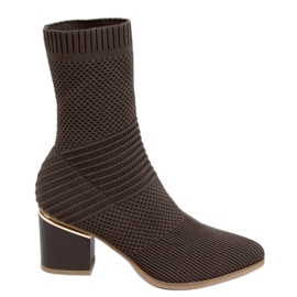 Tiara Braune hochhackige Sockenstiefel