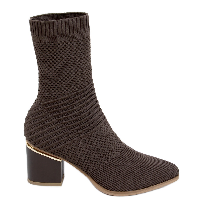 Tiara Braune hochhackige Sockenstiefel