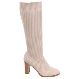 Sock Boots mit hohem Absatz von Claudia Taupe beige