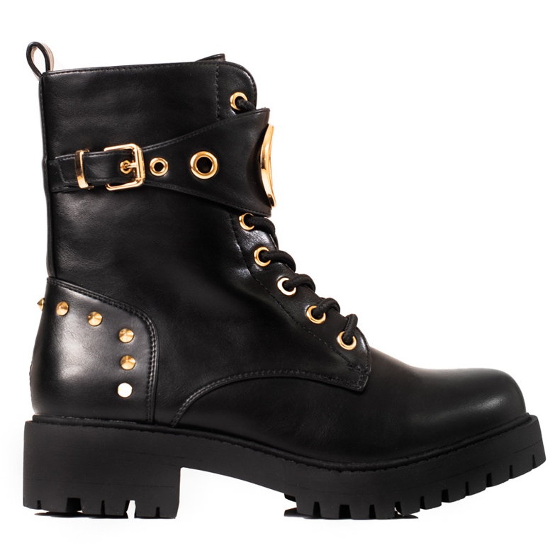 Shelovet Damenschnürer mit goldenen Accessoires schwarz