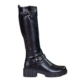 Shelovet Damenstiefel mit dicker Sohle schwarz
