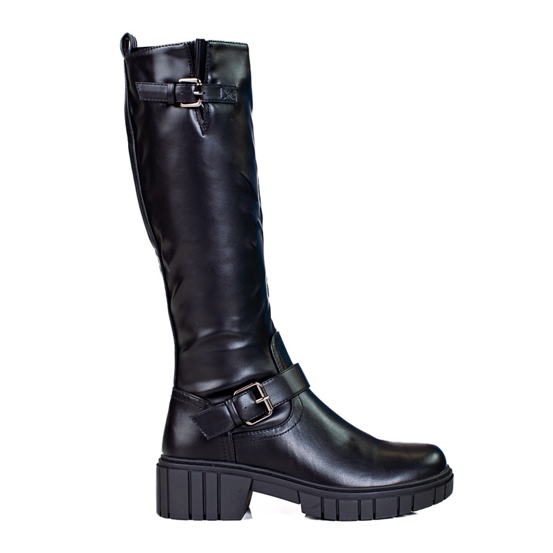 Shelovet Damenstiefel mit dicker Sohle schwarz