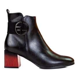 W. Potocki Klassische Damenstiefel auf niedrigem Potocki-Pfosten schwarz