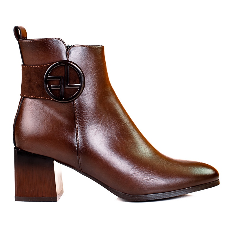 W. Potocki Klassische Damenstiefel auf niedrigem Potocki-Pfosten braun