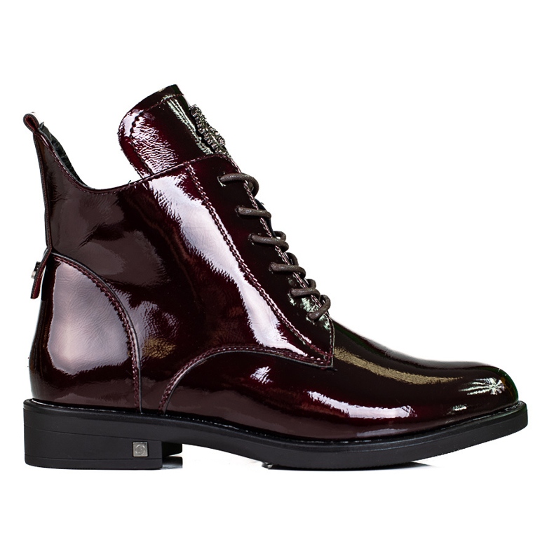 W. Potocki Lackierter eleganter Potocki Damenstiefel mit Schnürung rotwein rot