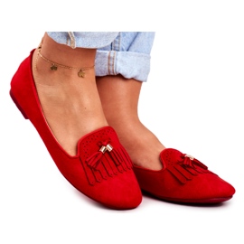 BUGO Damen Slipper Red Lords Fringes Therese rot