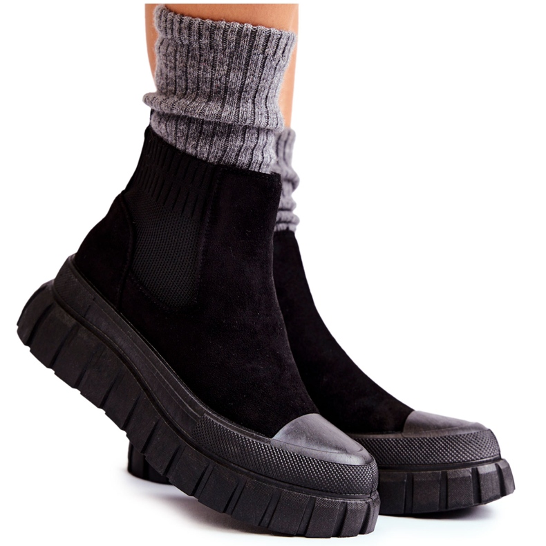 FB2 Modische Slip-On-Stiefel auf der schwarzen Jenna-Plattform