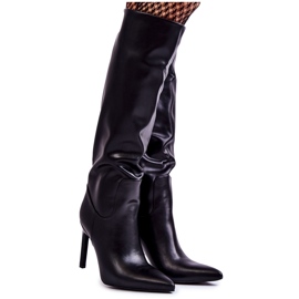 FB2 Lederstiefel mit hohem Absatz Schwarz Rissa