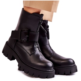 Schwarze warme Damenstiefel mit Reißverschluss
