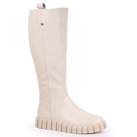 Flache isolierte beige Damenstiefel Potocki