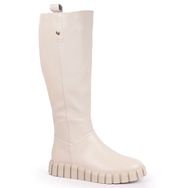 Flache isolierte beige Damenstiefel Potocki