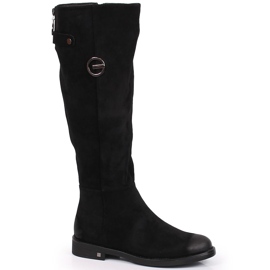 Schwarze Damenstiefel Overknee-Stiefel Potocki
