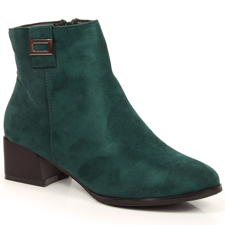 M. DASZYŃSKI Warme Damenstiefel aus grünem Wildleder Daszyński SAN3B