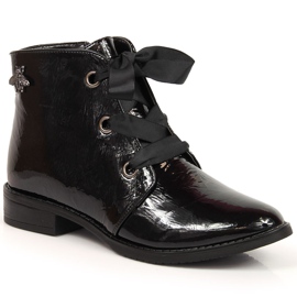 M. DASZYŃSKI Lack schwarz isolierte Damenstiefel schwarz Daszyński SAN5A