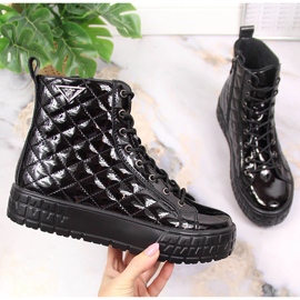 Gesteppte, isolierte Damenstiefel aus schwarzem Leder Filippo PAW369