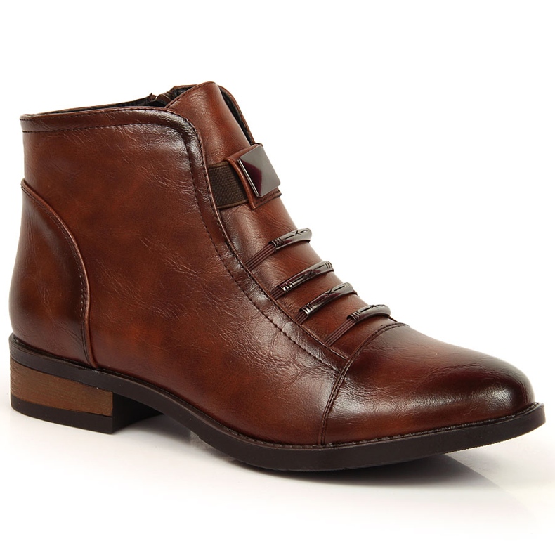 Braune Stiefel mit flachem Absatz Sabatina SAB118
