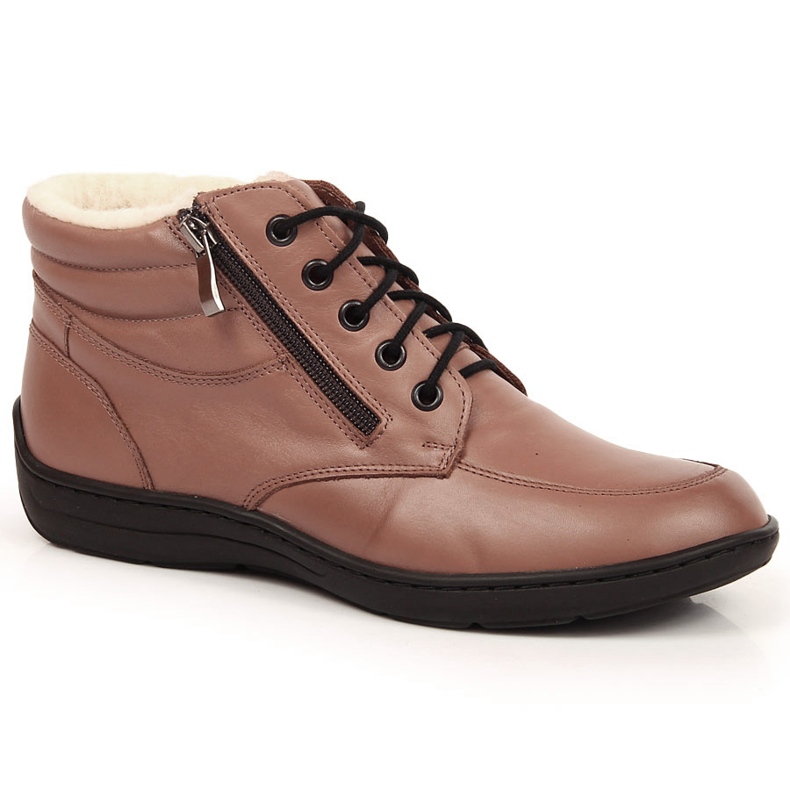 Bequeme braune Lederstiefel für Damen Łukbut LUK724B