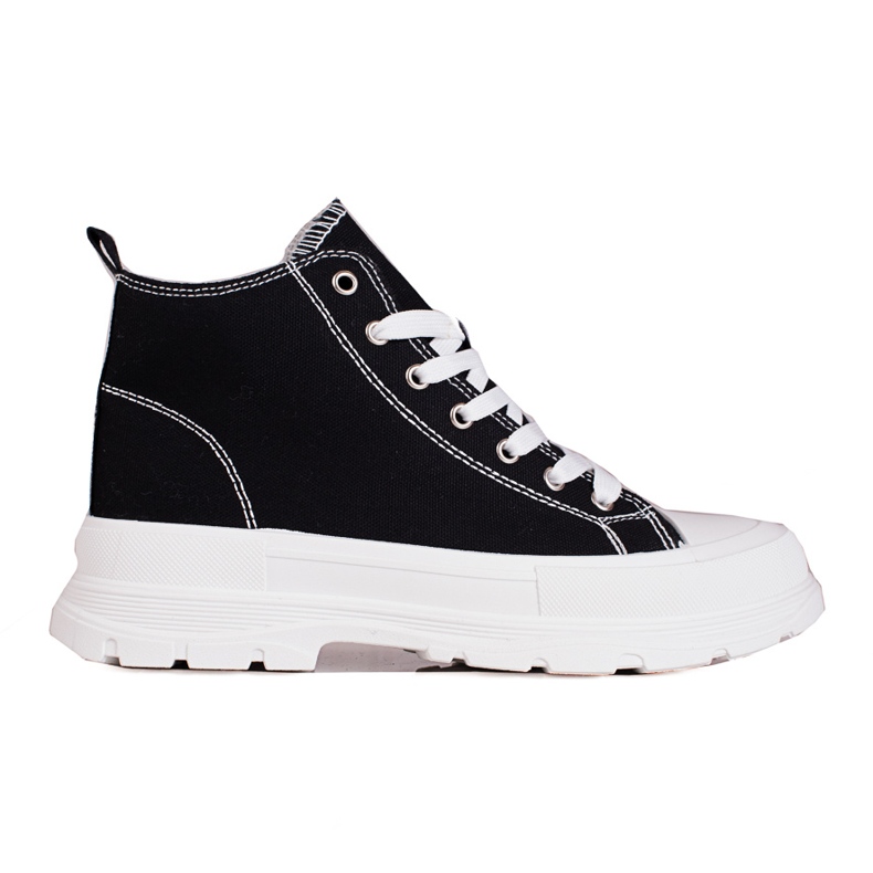 Hohe Schnürschuhe für Damen in Schwarz und Weiß auf der Shelovet-Plattform