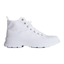 Hohe weiße Damen-Schnürsneaker auf der Shelovet-Plattform