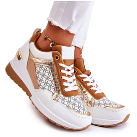 PG1 Sportschuhe aus Kunstleder für Damen mit Wedge Weiß Catrine braun mehrfarbig