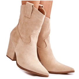 FB1 Cowboystiefel aus Wildleder für Damen Beige Mindy