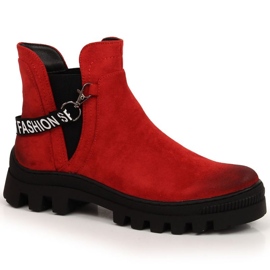 Wildleder-Chelsea-Stiefel auf der Plattform Potocki W WOL105B rot