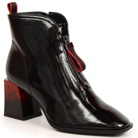 S.Barski Warme Lackstiefel mit dekorativem Absatz S. Bararski W OLI183 schwarz