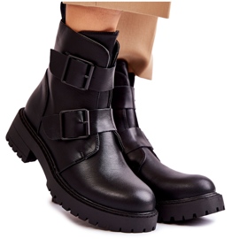 Damenstiefel aus Leder mit Reißverschluss Schwarz Gritta