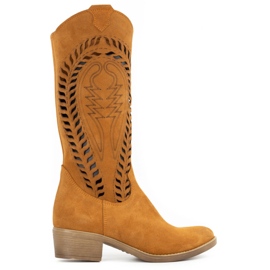 Olivier Durchbrochene Lederstiefel für Damen Carla rot orange Olivier Durchbrochene Lederstiefel für Damen Carla rot orange