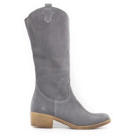 Olivier Julia graue Lederstiefel für Damen