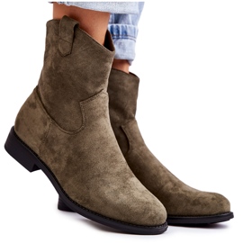 S.Barski Flache Stiefel aus Wildleder für Damen Grün Fiorenz khaki
