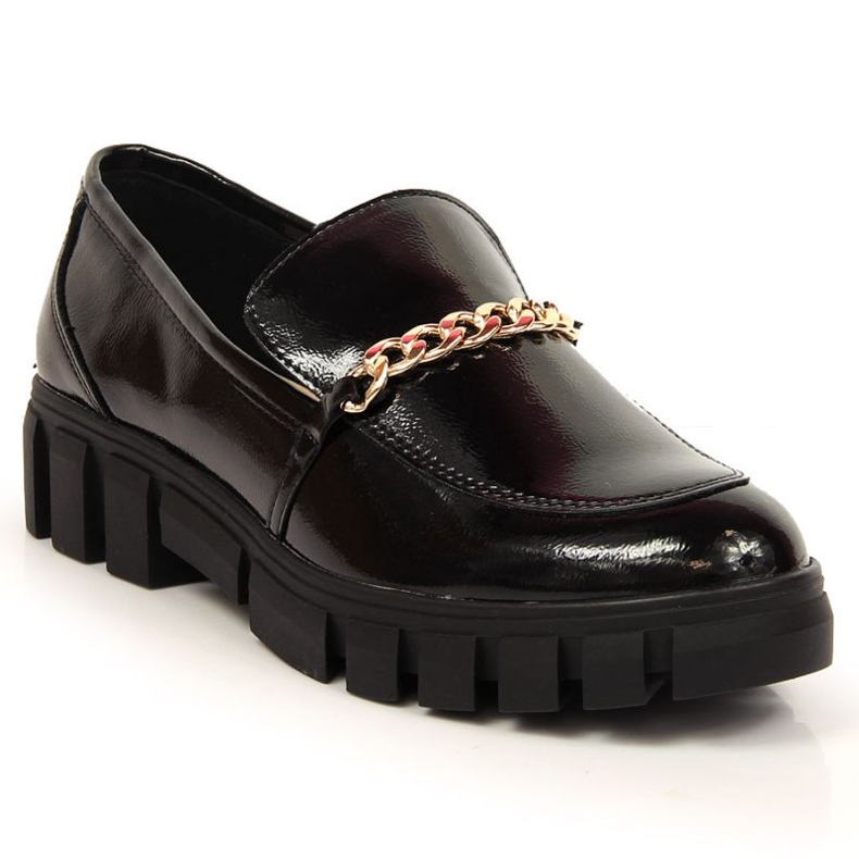 Sergio Leone Lackierte Loafer mit Kette schwarz