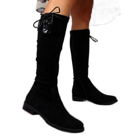 Jezzi Warme Wildlederstiefel für Damen schwarz