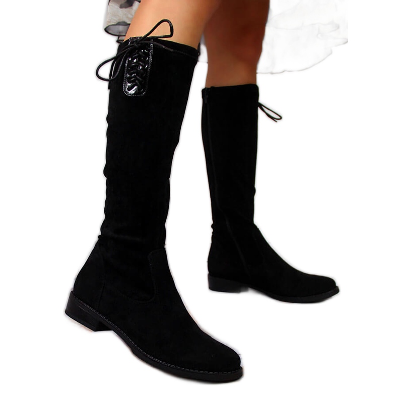 Jezzi Warme Wildlederstiefel für Damen schwarz