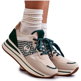 FB2 Modische Damen-Sportschuhe mit Keilabsatz Beige-Grün Aronne