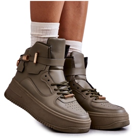 Hohe warme Sportschuhe für Damen Lexa Grün khaki