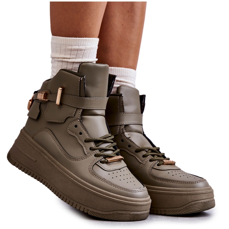 Hohe warme Sportschuhe für Damen Lexa Grün khaki