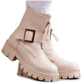 Warme Damenstiefel mit Reißverschluss Beige Torey