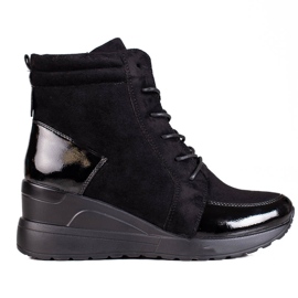 Vinceza Sportlich geschnürter Damenstiefel auf dem Shelovet Wedge schwarz