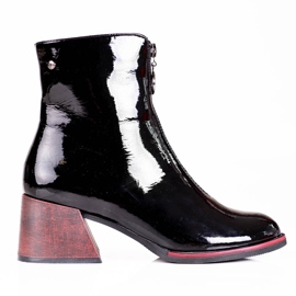 Damen-Stiefel aus Lackleder mit stylischem Vinceza-Absatz schwarz