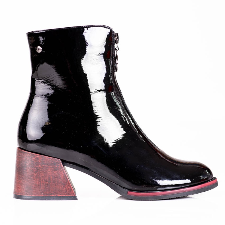 Damen-Stiefel aus Lackleder mit stylischem Vinceza-Absatz schwarz