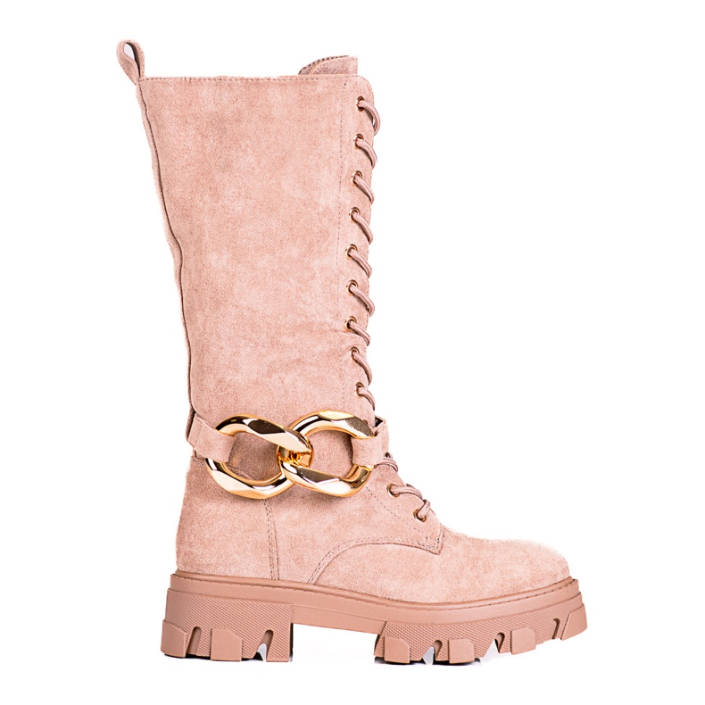 Wildleder-Schnürstiefel für Damen Shelovet braune Stiefel