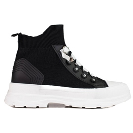 Schwarze Damensneaker mit hohem Shelovet-Obermaterial